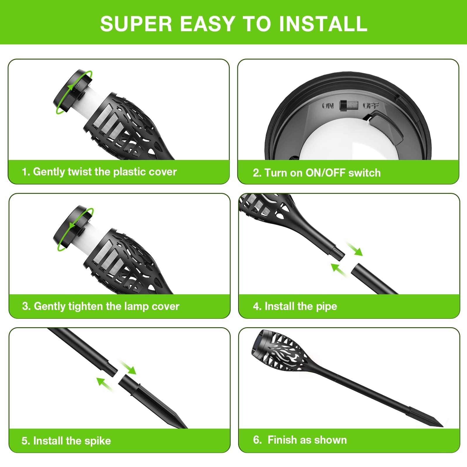 BONLION flickering flame torches offer versatile garden lighting