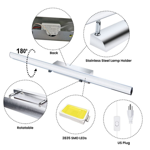 Bonlux LED vanity light with US plug demonstrates convenient plug-in operation