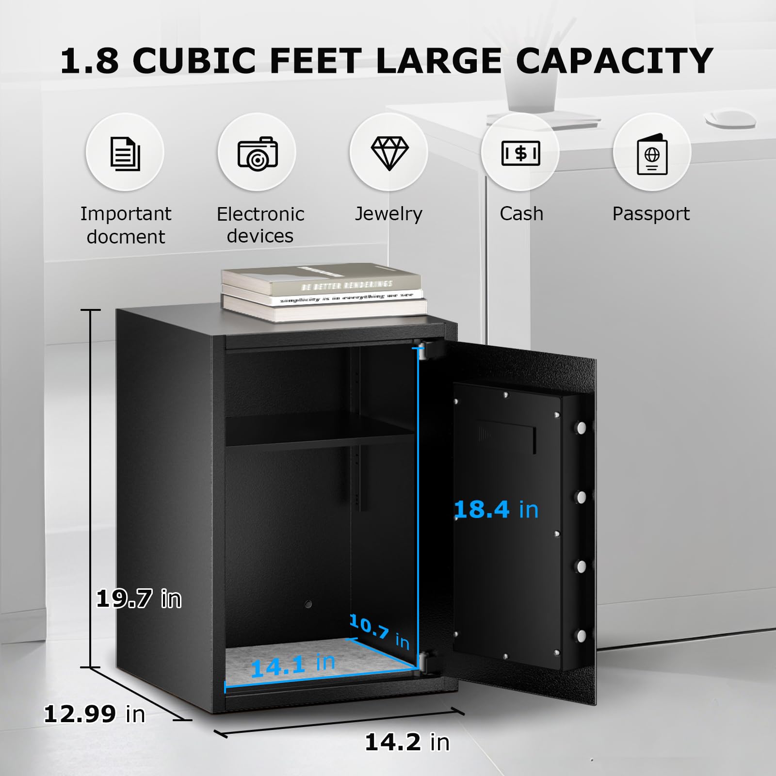 Bonsaii Large Safe Box digital lock close-up shows dual access options