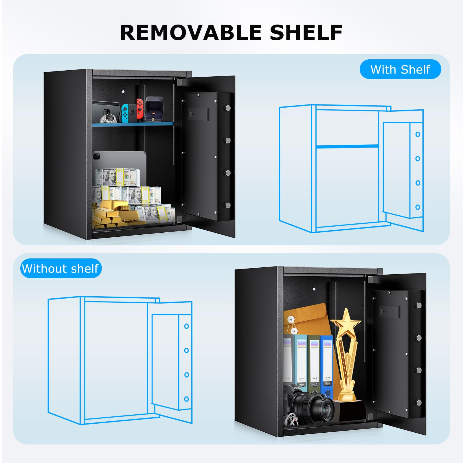 Bonsaii large safe box mounted on wall for space saving protection