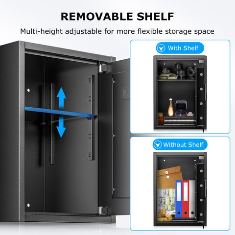 Bonsaii large safe interior shelves for organized storage.