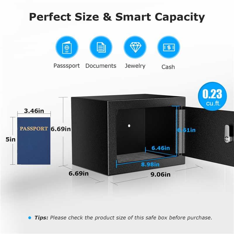 Bonsaii Safe Box door open reveals organized interior for easy access.