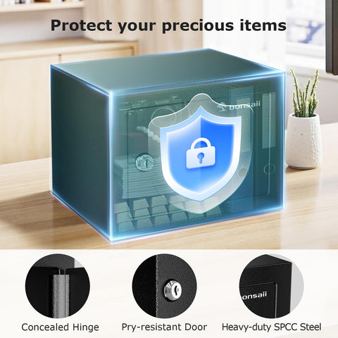 Bonsaii Safe Box side view highlighting compact design ideal for tight spaces.