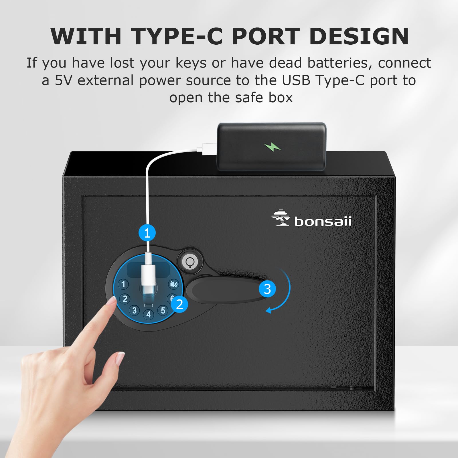 Bonsaii Safe Box three opening methods offer flexibility.