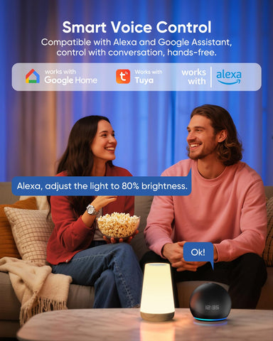 Bonsery lamp voice control with Alexa/Google for hands-free mood changes.