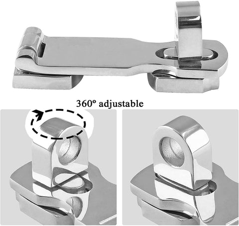 Bonsicoky 316 stainless steel door hasp with polished surface resists corrosion in saltwater