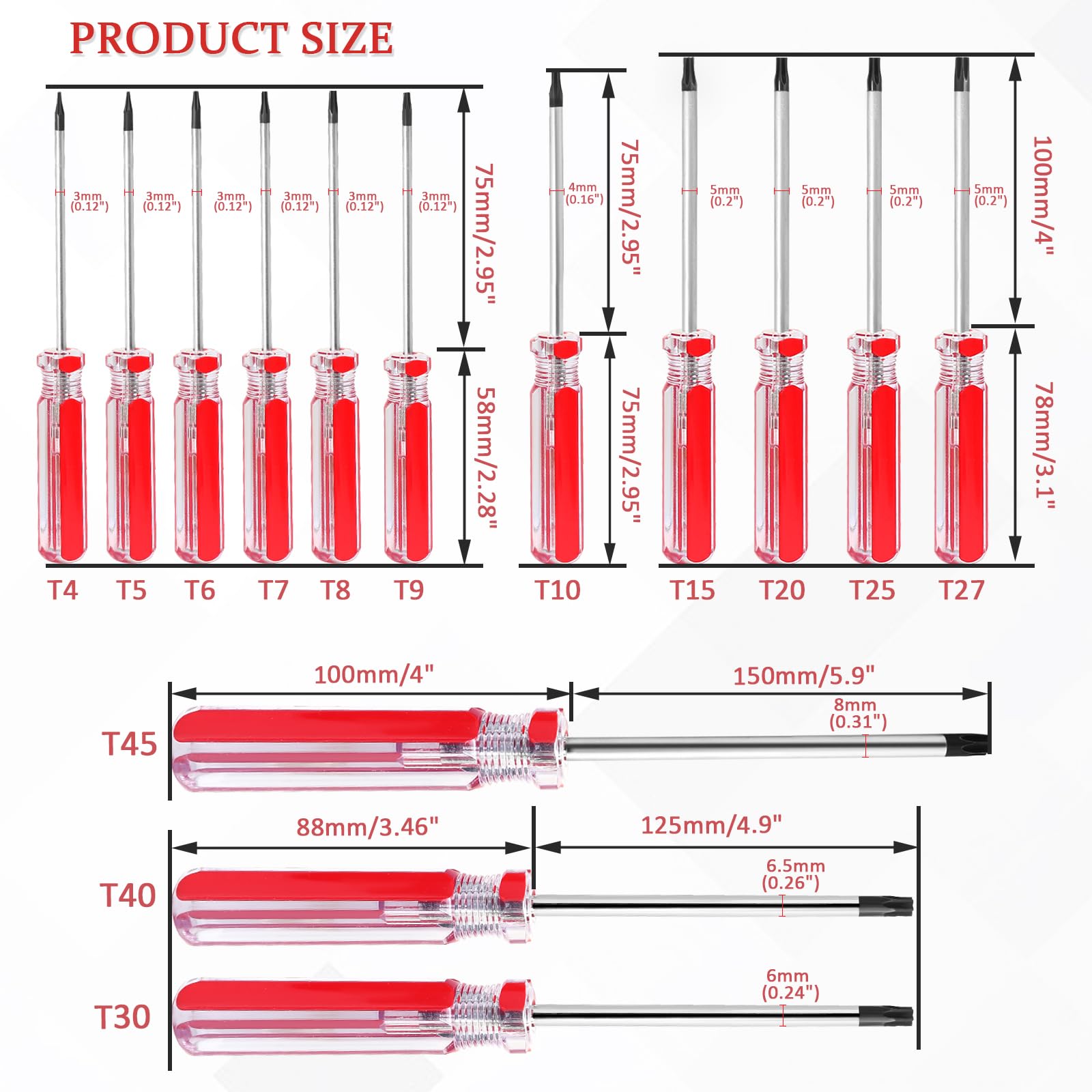 Bonsicoky torx screwdriver with red ergonomic handle delivering comfortable grip