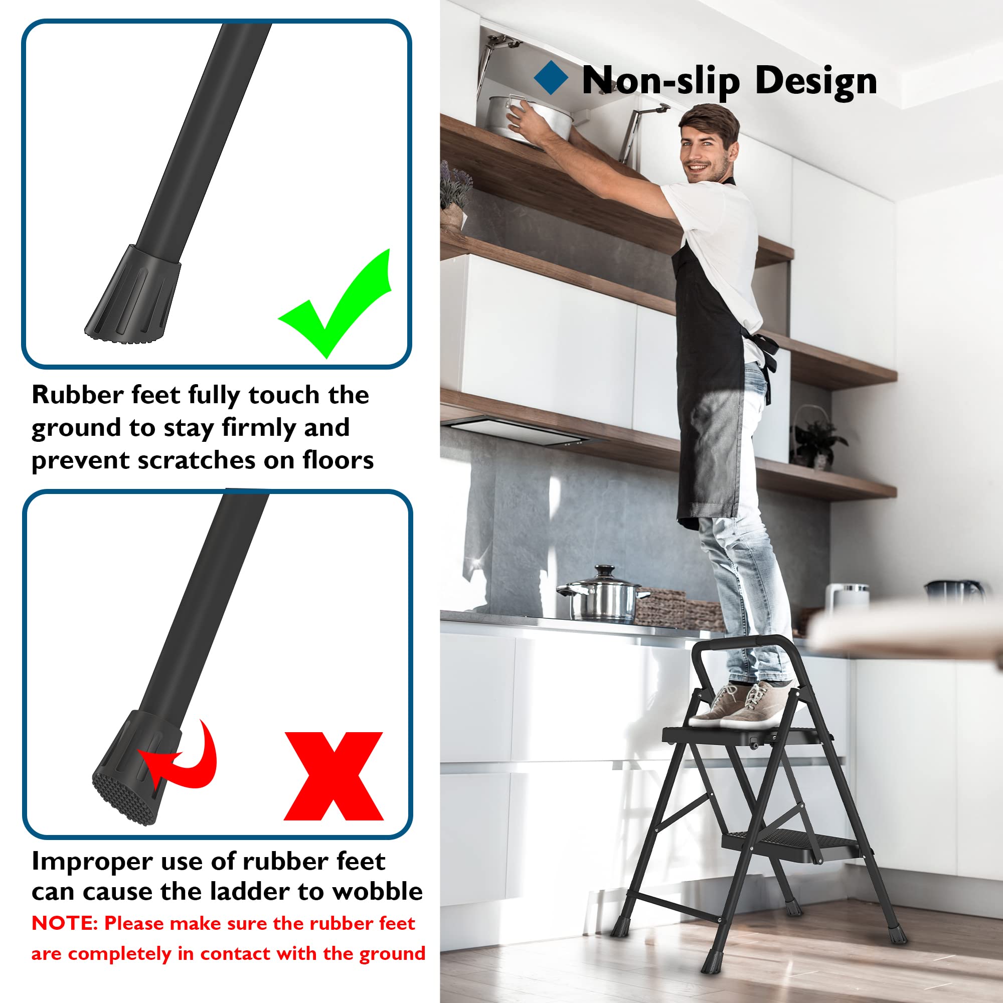 BONTEC 2-Step Ladder ready out of the box for quick setup