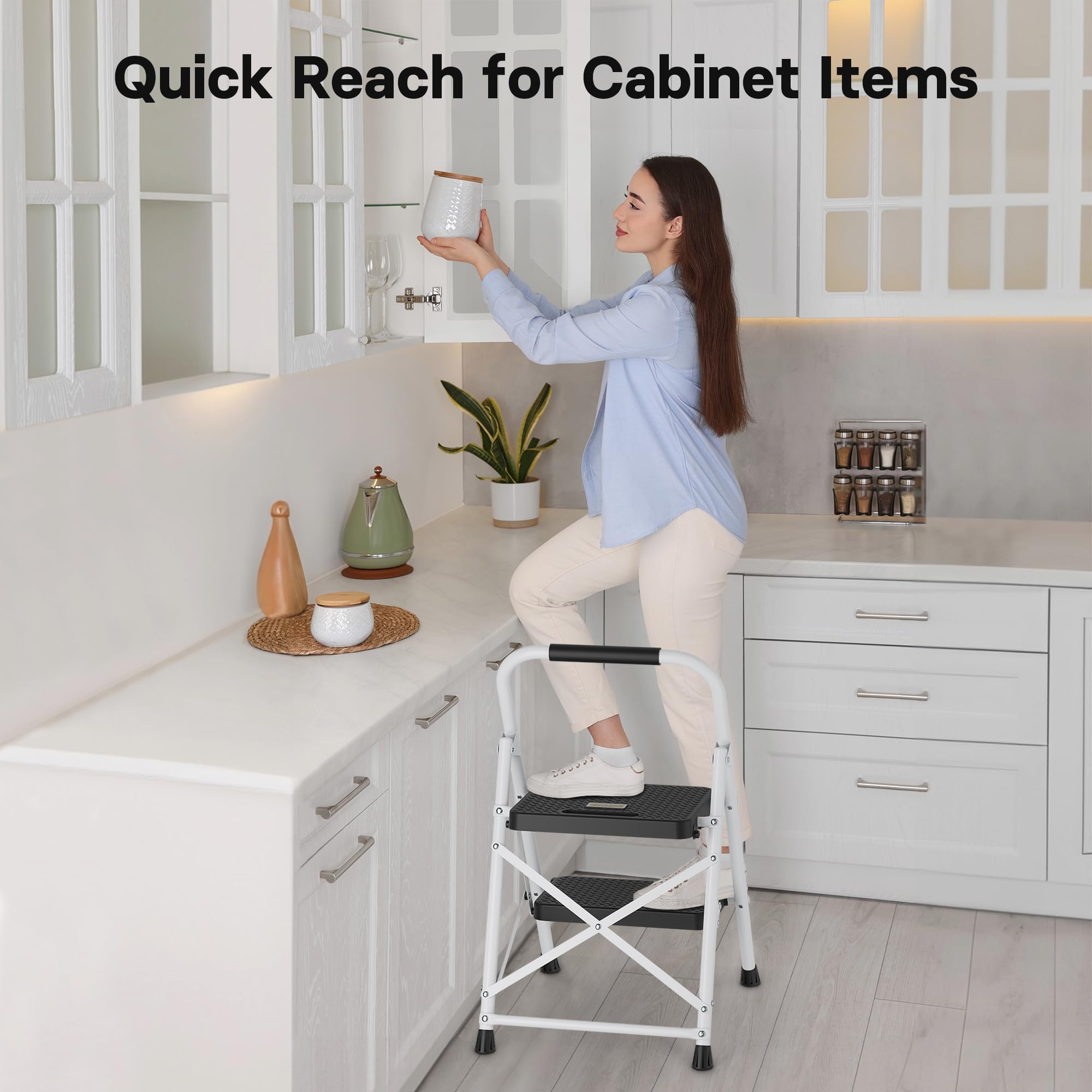 BONTEC 2-Step Ladder compact folded storage fits small spaces.