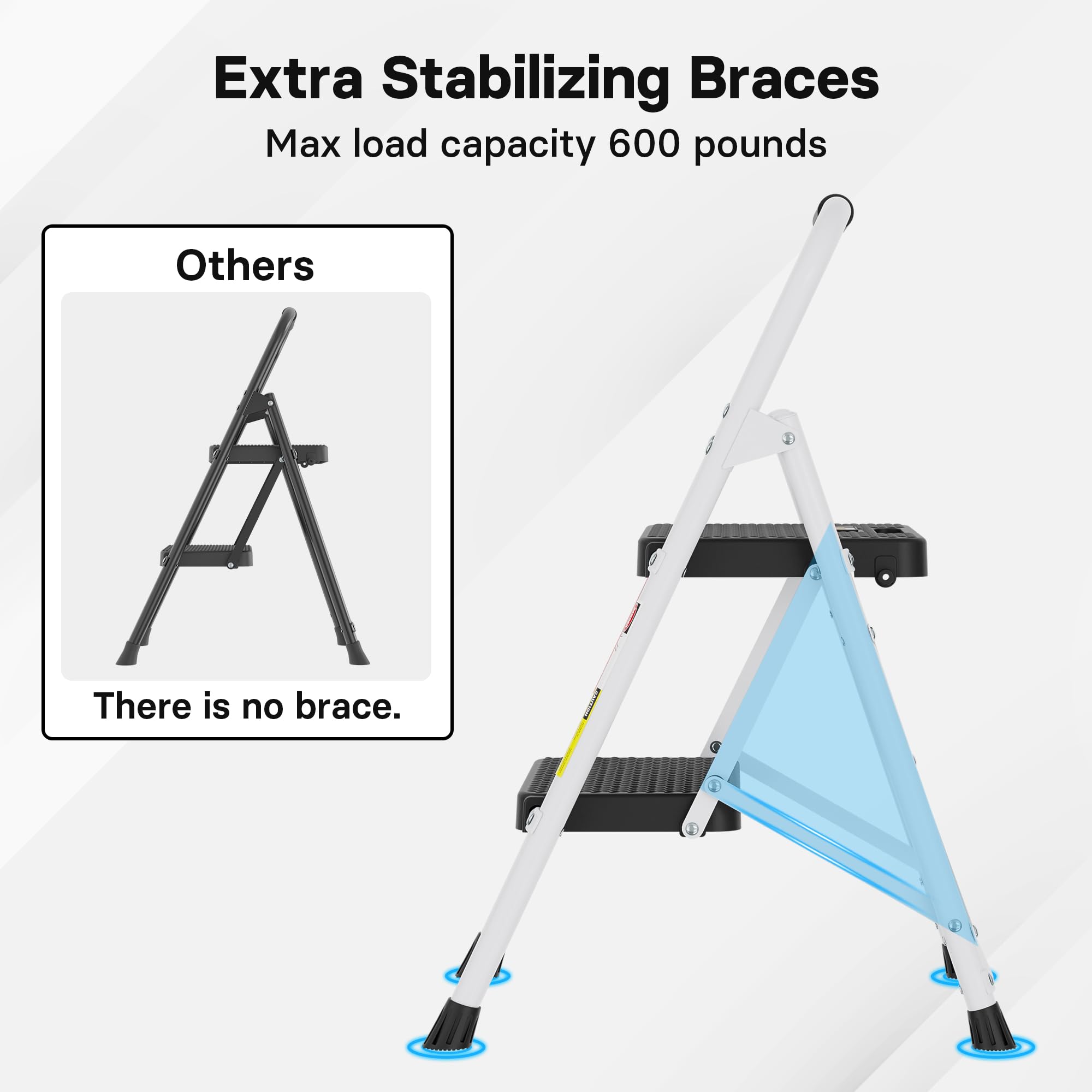 BONTEC 2-Step Ladder durable steel construction for frequent use.