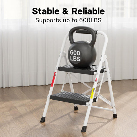 BONTEC 2-Step Ladder non-slip pedals ensure secure footing.
