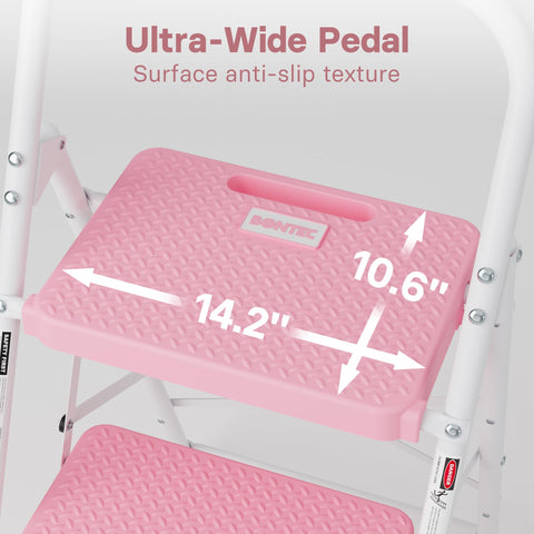 BONTEC 3-Step Ladder fully assembled pink ready-to-use out of the box.
