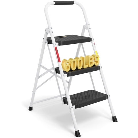 BONTEC 3-Step Ladder with handrail provides a secure grip for elevated tasks