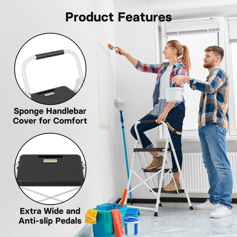 BONTEC 3-Step Ladder suits home and work tasks for everyday reach