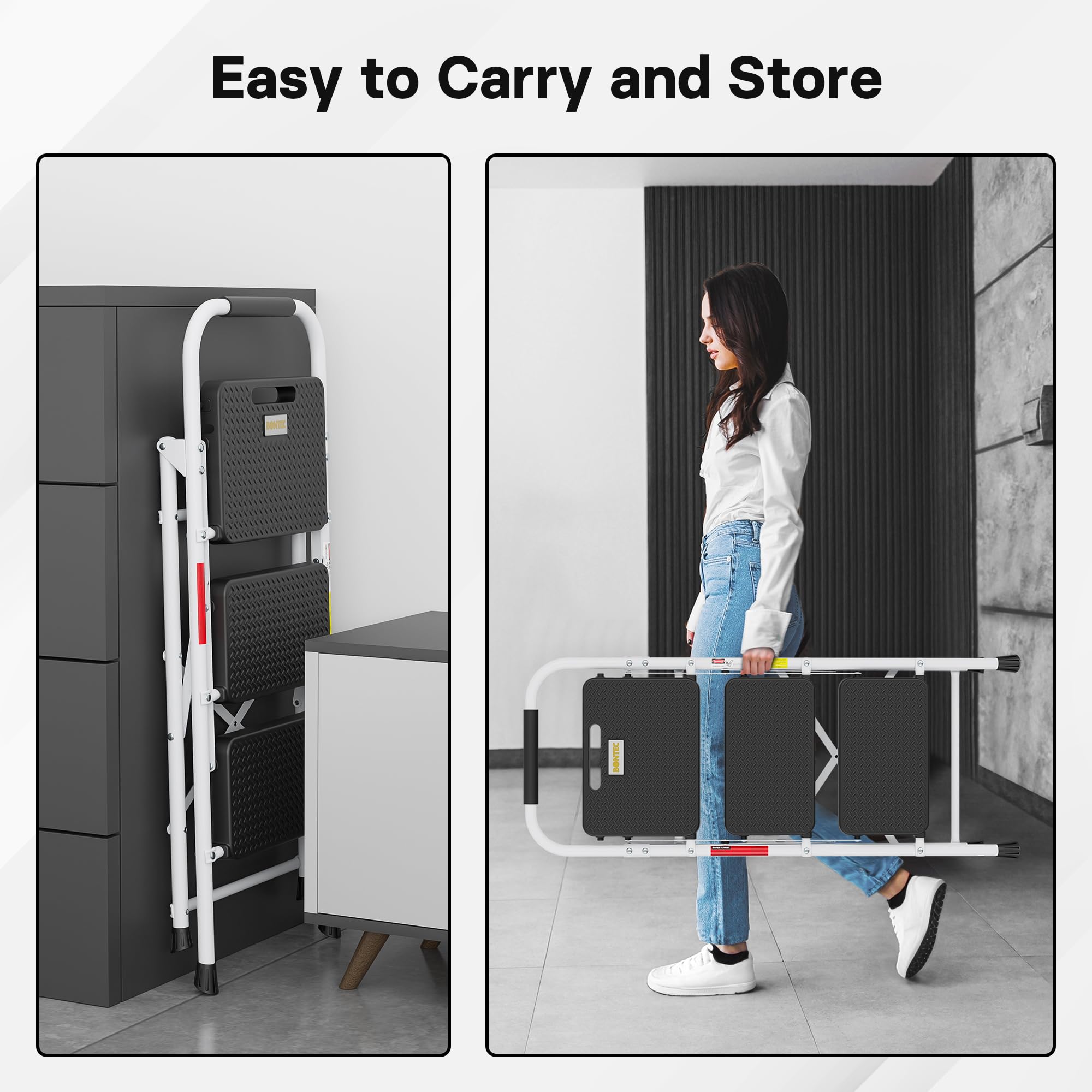 BONTEC 3-Step Ladder arrives ready to use with no assembly