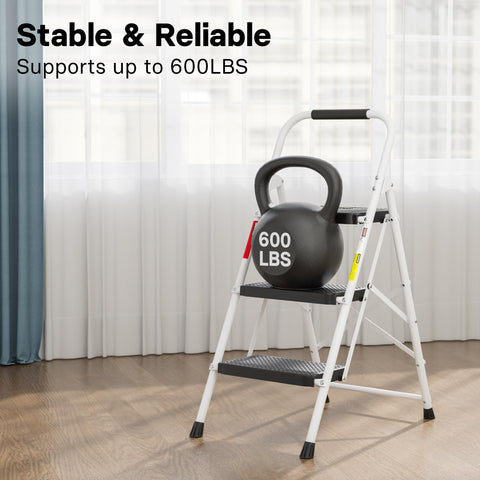 BONTEC 3-Step Ladder shows steel construction for sturdy, long-lasting use
