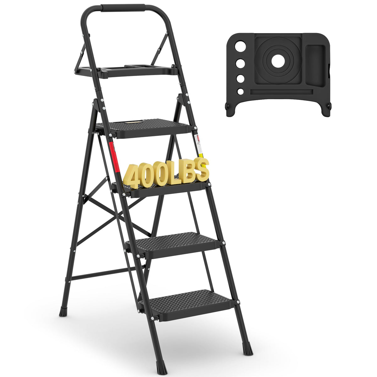 BONTEC 4-Step Ladder with anti-slip pedals for secure elevated work