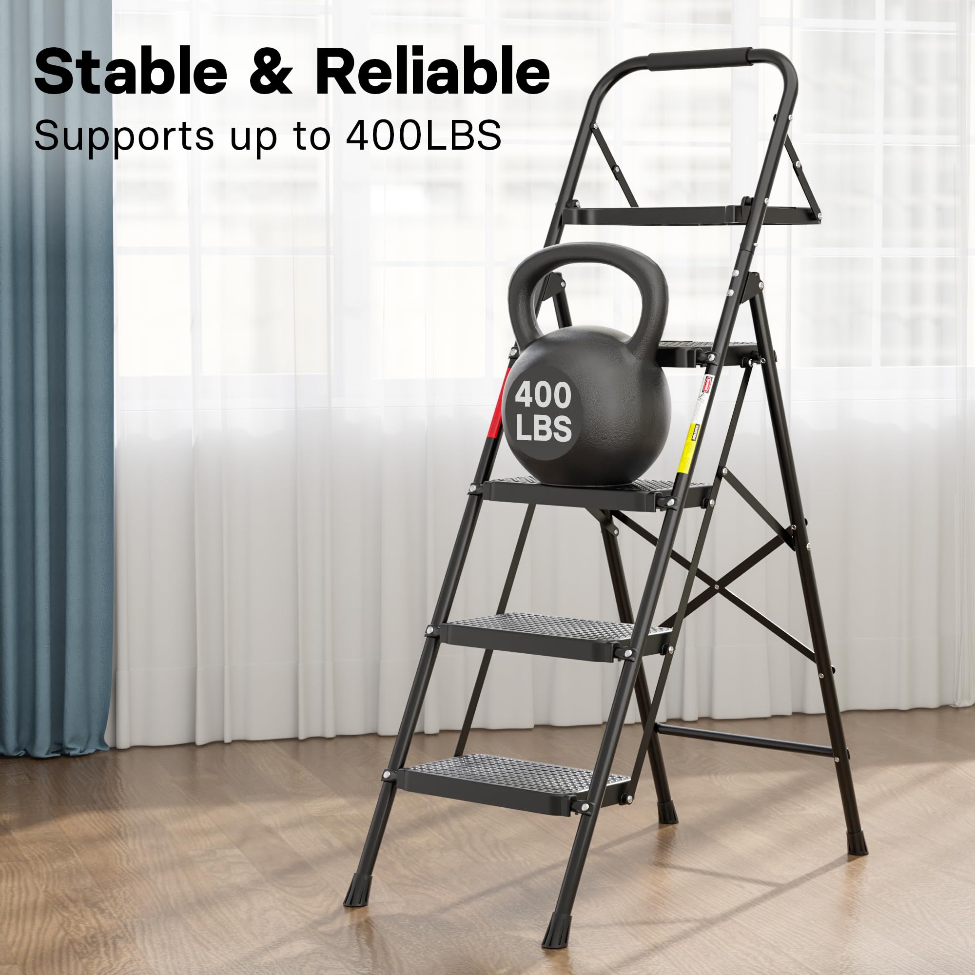 BONTEC folded ladder 2-7 inches thick enables compact storage in tight spaces