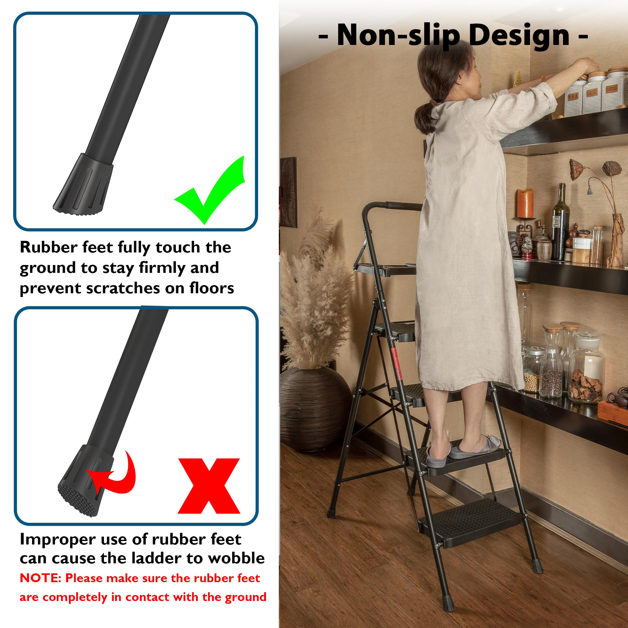 BONTEC ladder wide steps offer stable footing and user comfort