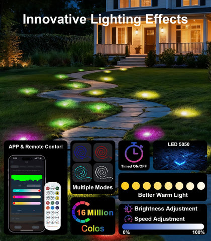 Bonve Pet 50ft outdoor ground light app-control interface for remote setup