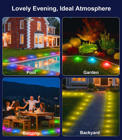 Bonve Pet 50ft outdoor ground light dynamic-modes with color fade and pulse