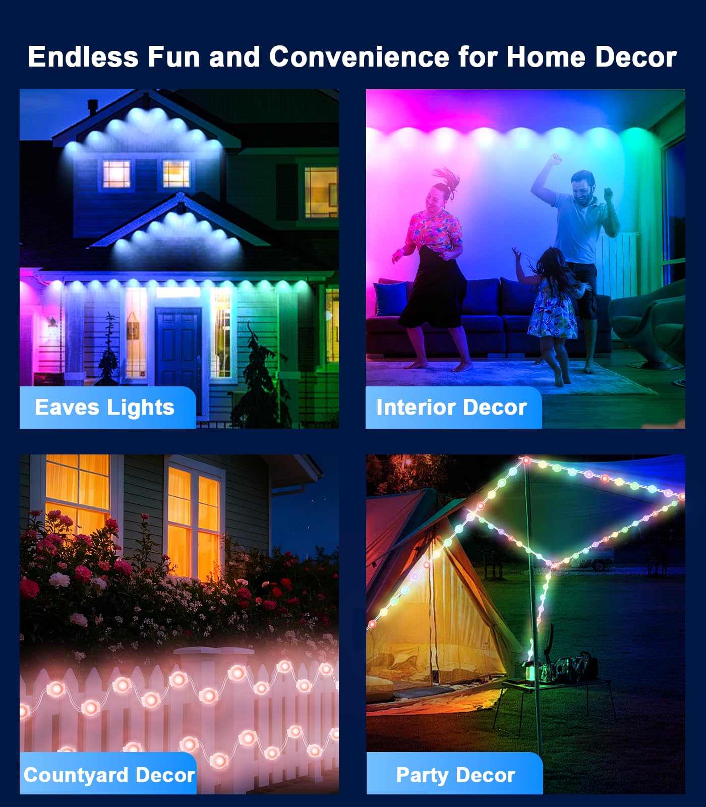 Bonve Pet outdoor lights provide bright, vibrant holiday illumination.