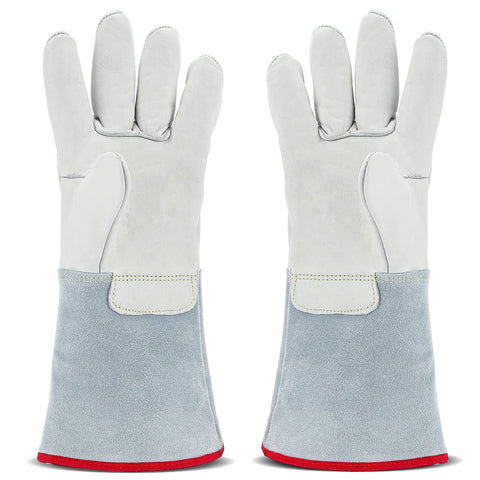 Bonvoisin cryogenic gloves 36cm long ready for LN2 handling.