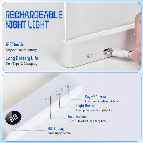 BookLight dimmable with timer display to tailor brightness and reading duration