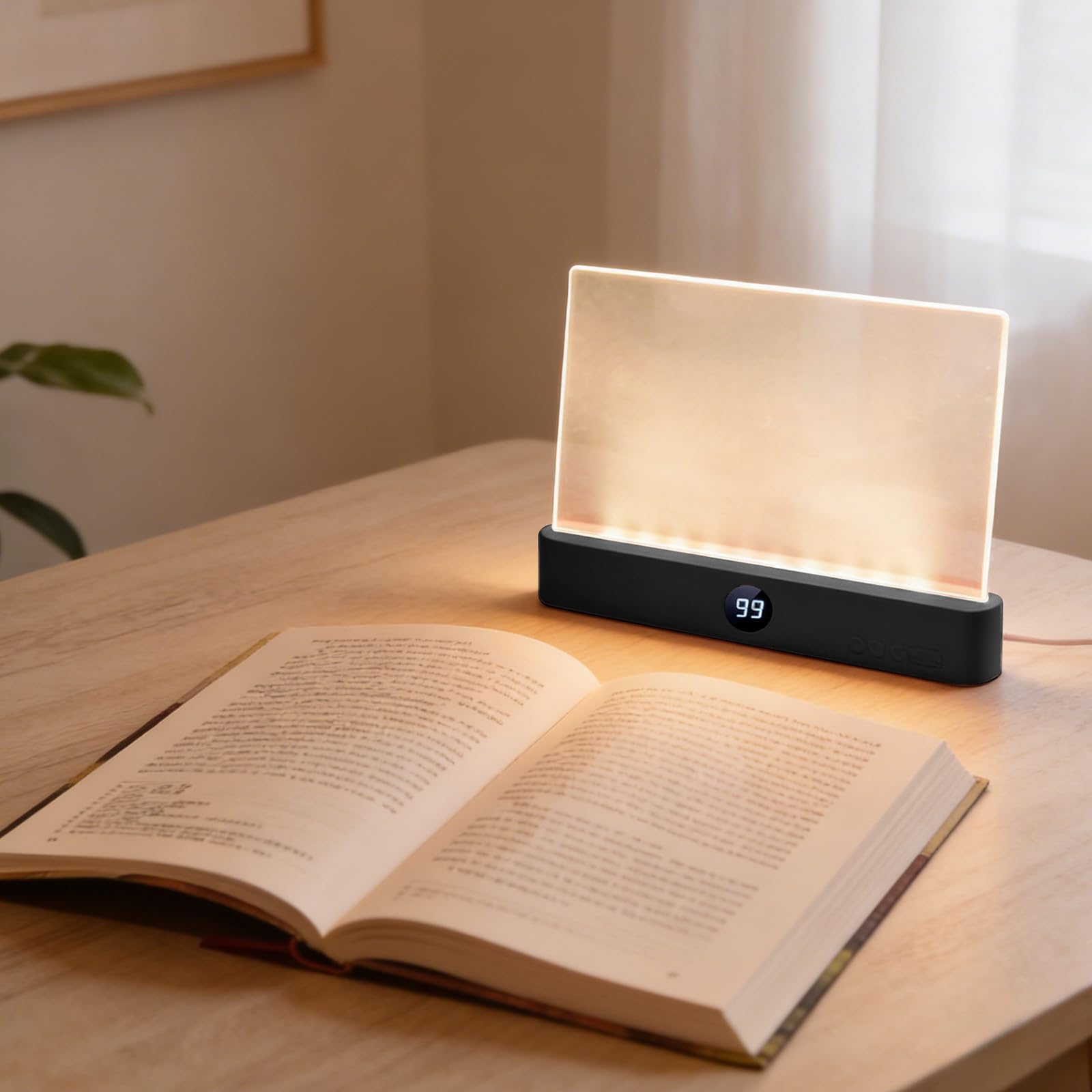 BookLight rechargeable clear LED flat panel for even page illumination