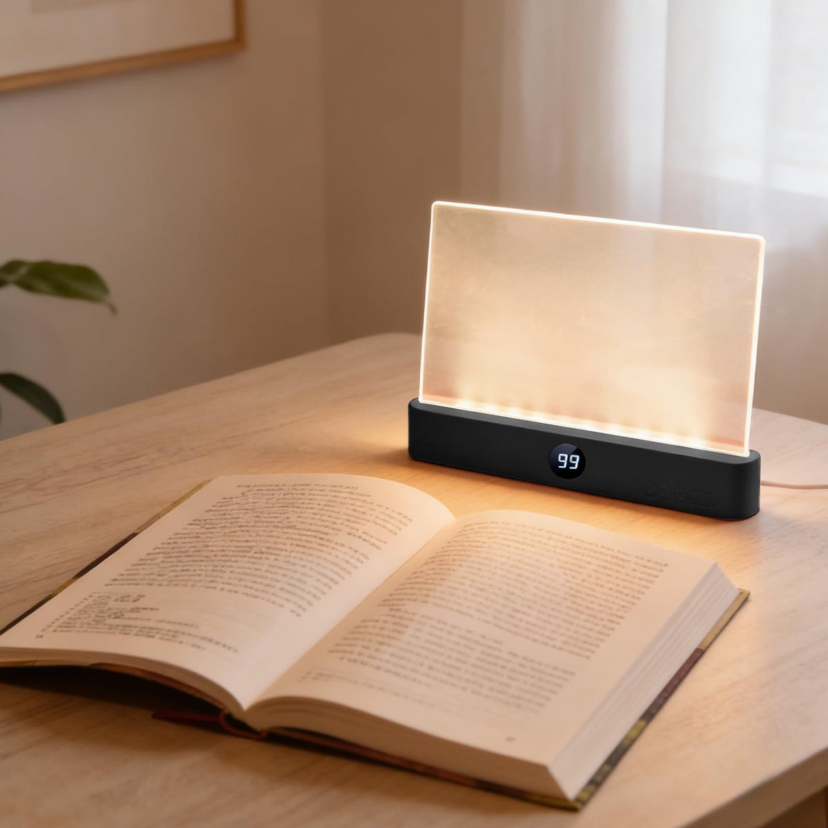 BookLight rechargeable clear LED flat panel for even page illumination