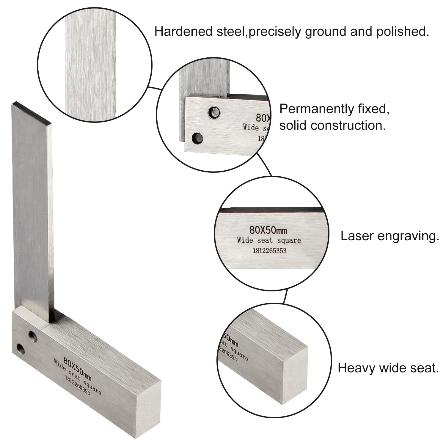 Boomgood Machinist Square 80x50mm ideal for layout and machine setup.