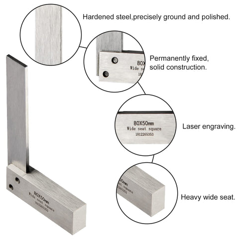 Boomgood Machinist Square 80x50mm ideal for layout and machine setup.