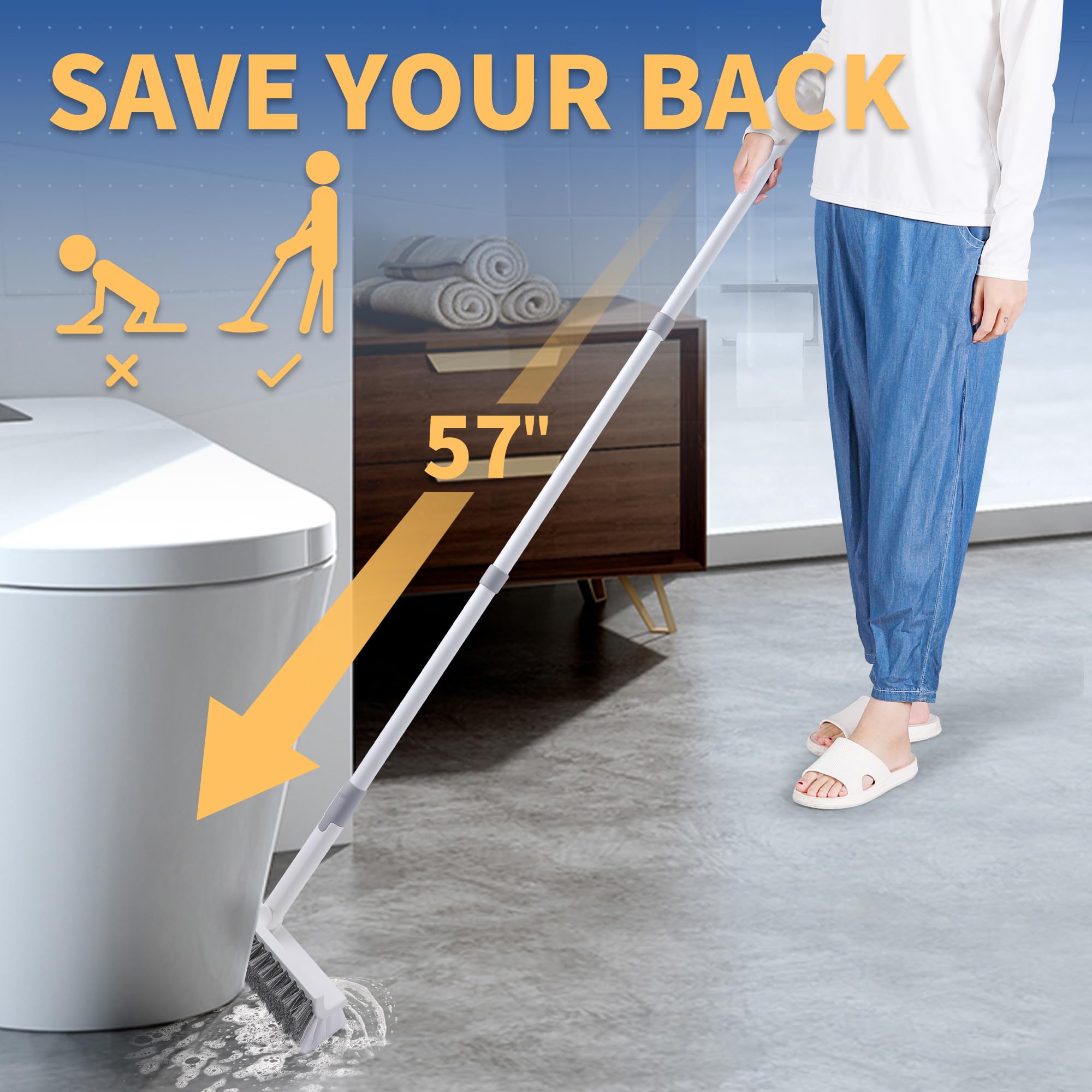 BOOMJOY adjustable 57-inch handle lets you clean without bending