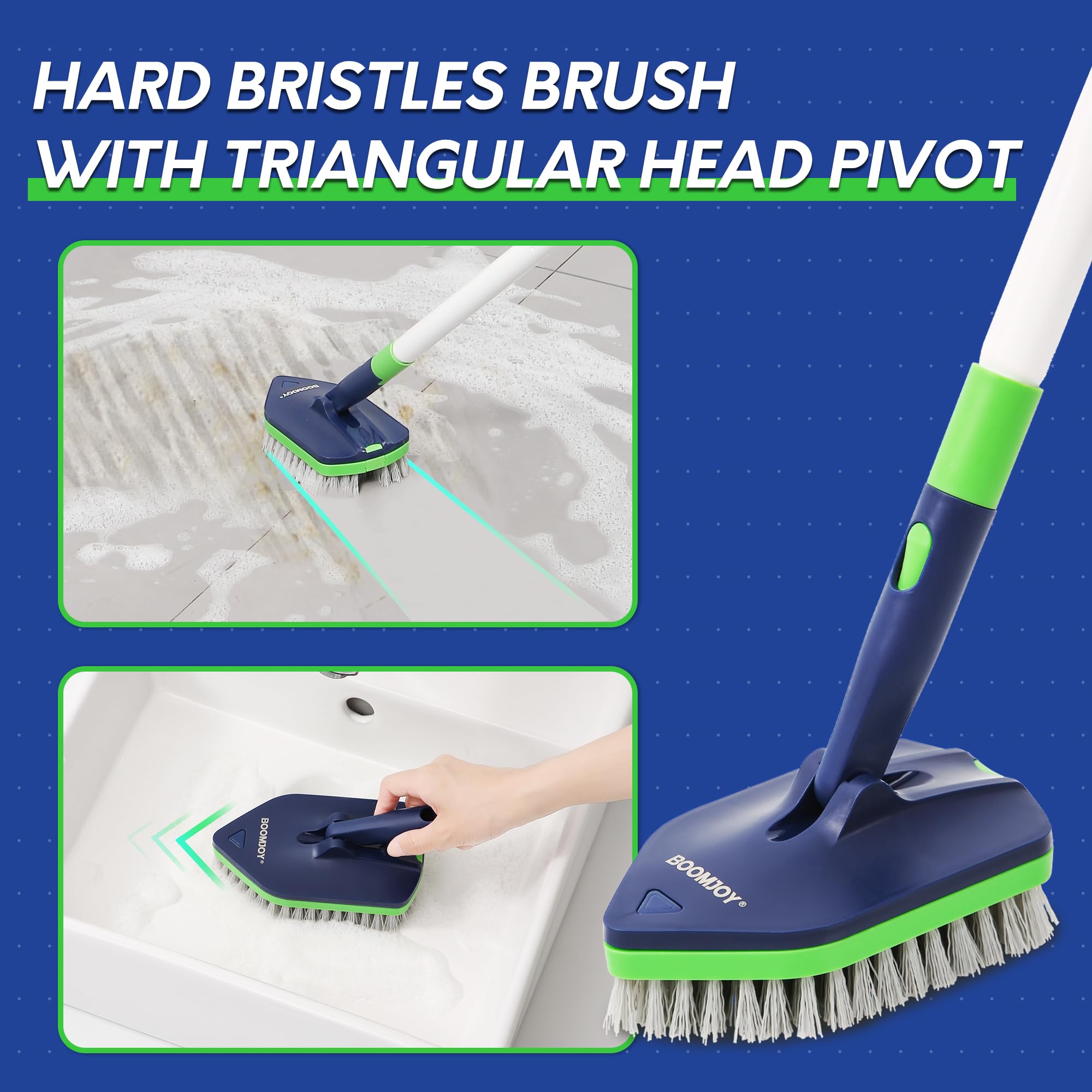 BOOMJOY triangular head pivot design helps reach angled spaces.
