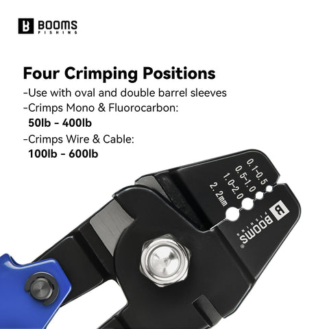Booms Fishing crimping tool with built-in 600lb wire cutter