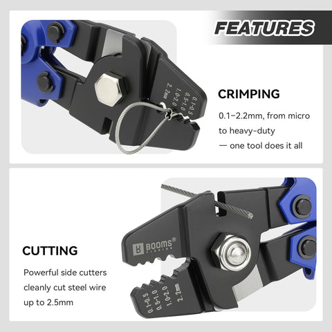 Carbon steel Booms Fishing crimping tool with black corrosion-resistant finish