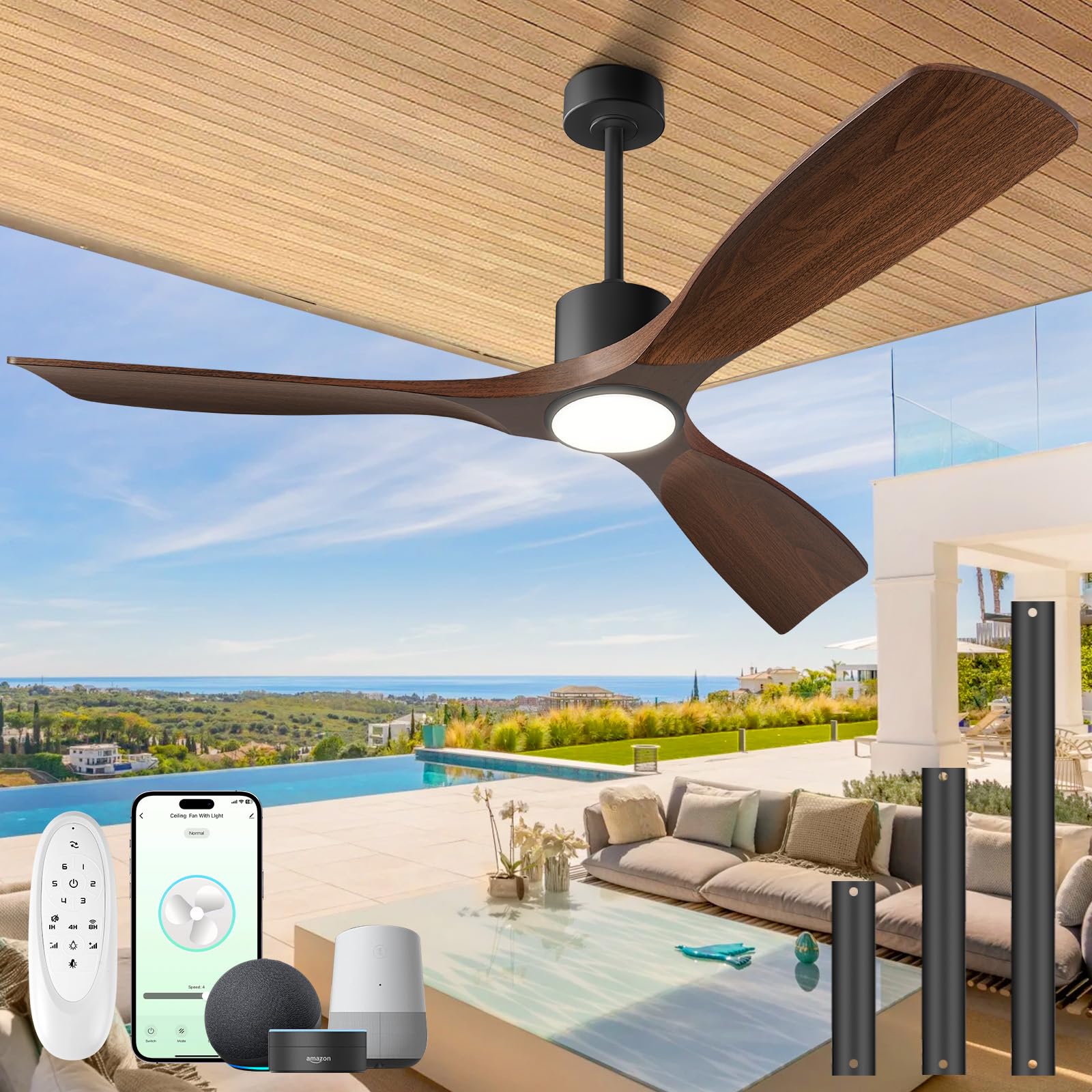 BOOSANT 52-Inch Smart Ceiling Fan with Lights delivers hands-free control and ambient lighting