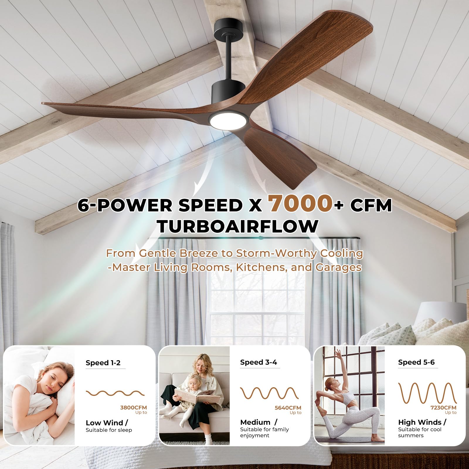 BOOSANT 52-Inch fan with quiet DC motor delivers near-silent operation for bedrooms