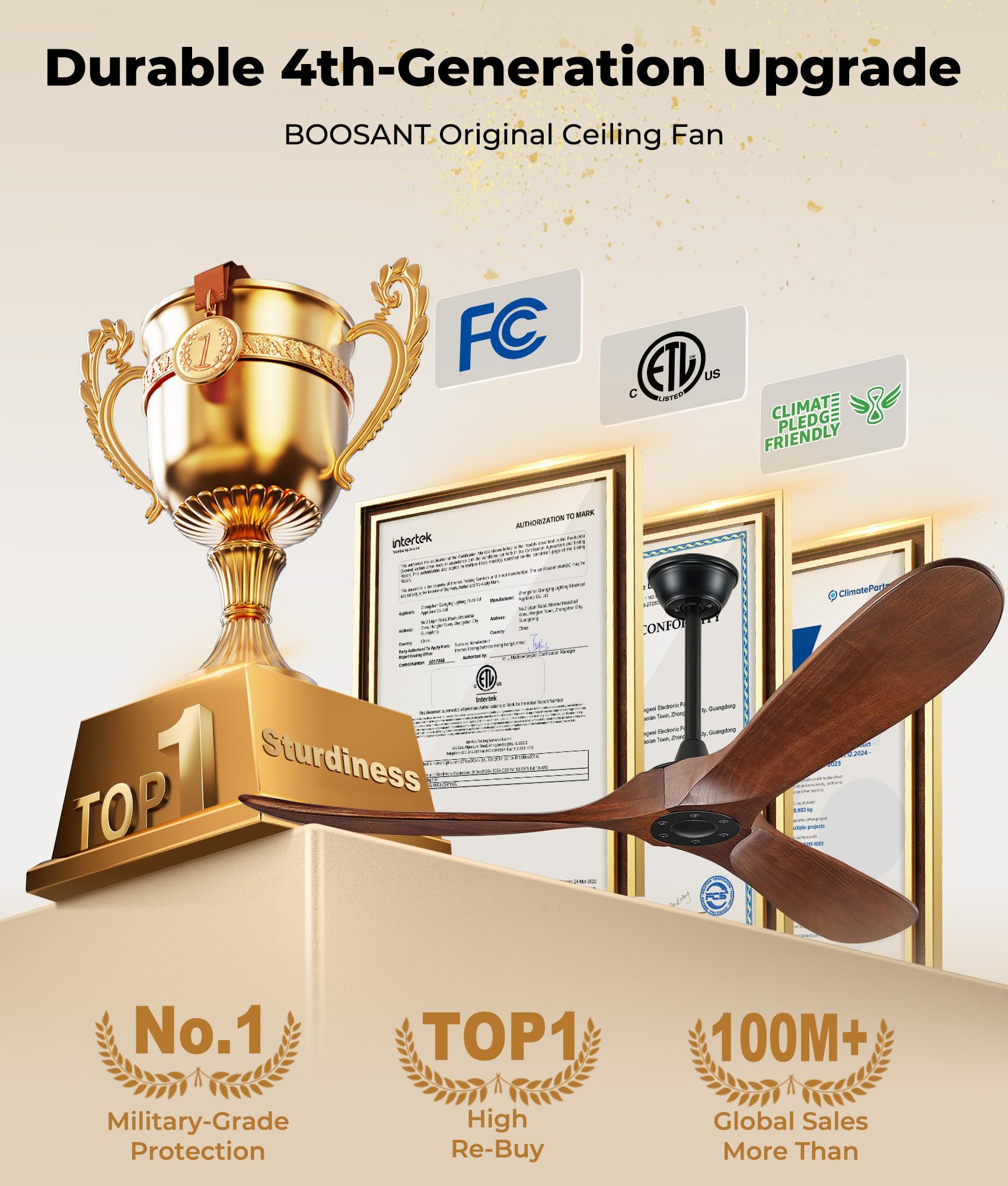 BOOSANT remote-controlled operation of the 72-inch fan for easy comfort