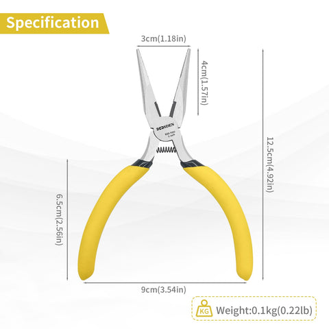 BOOSDEN 5in needle nose pliers close-up showing tapered nose for tight spaces