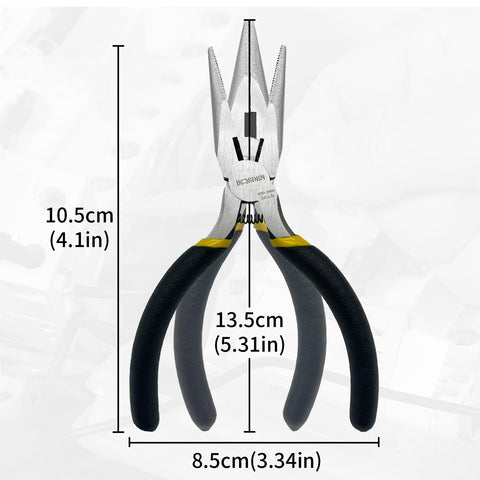 BOOSDEN mini precision pliers nose jaws closeup for reaching tight spaces.