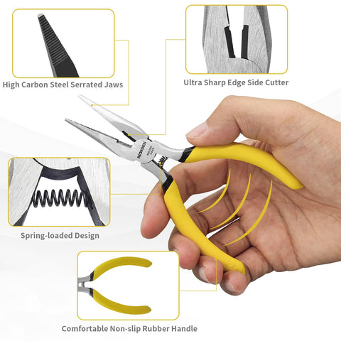 BOOSDEN needle-nose pliers featuring side cutter for cutting zip ties and wires