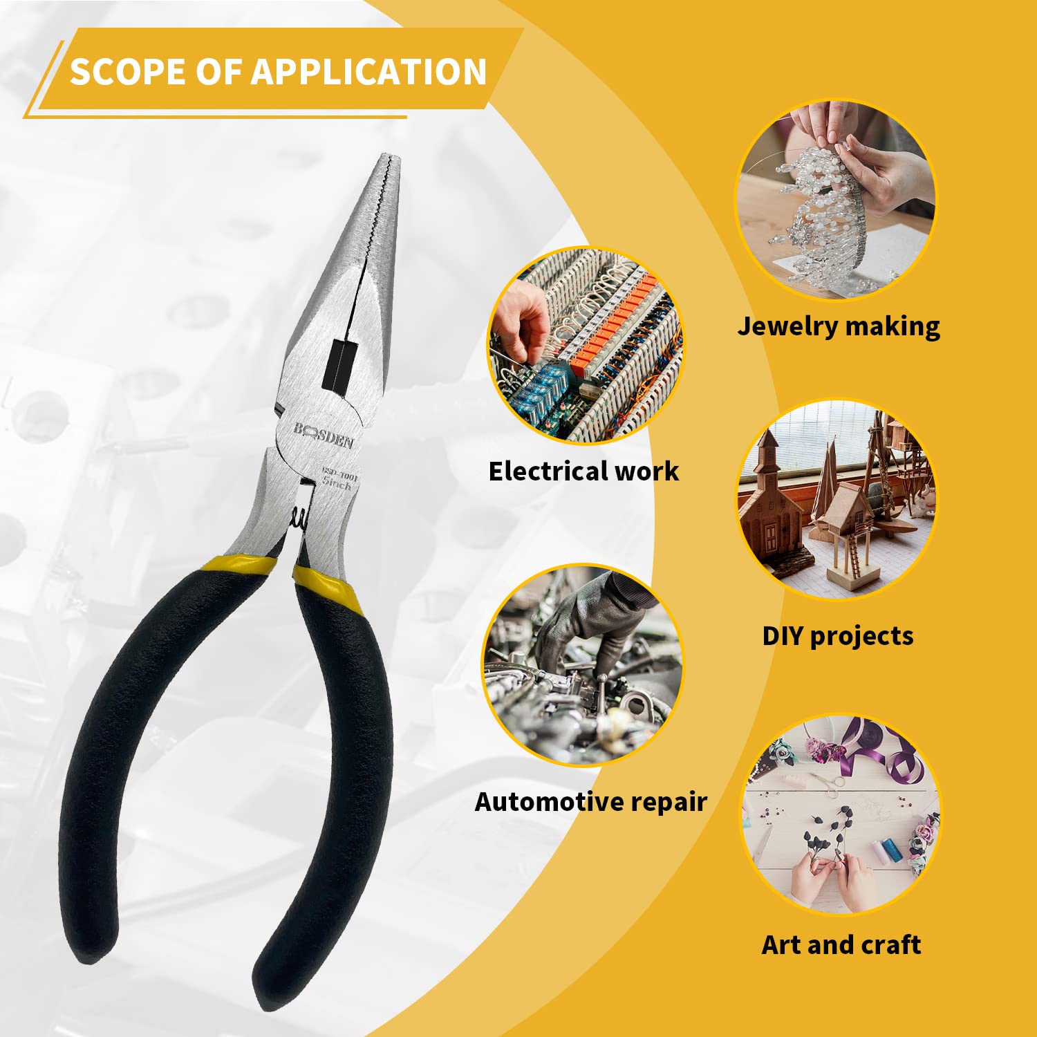 BOOSDEN pliers ideal for jewelry making closeup on tiny components.