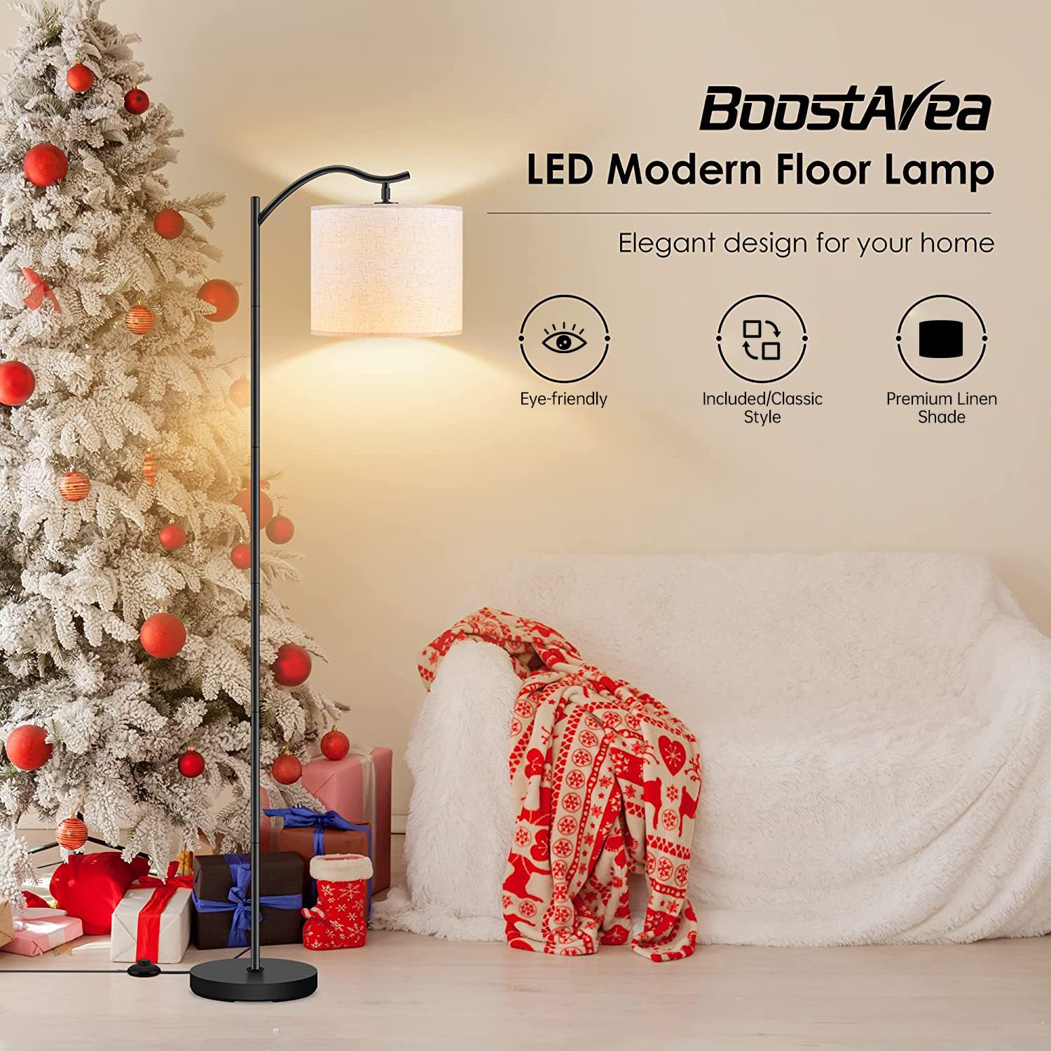 BoostArea beige linen shade closeup showing soft illumination