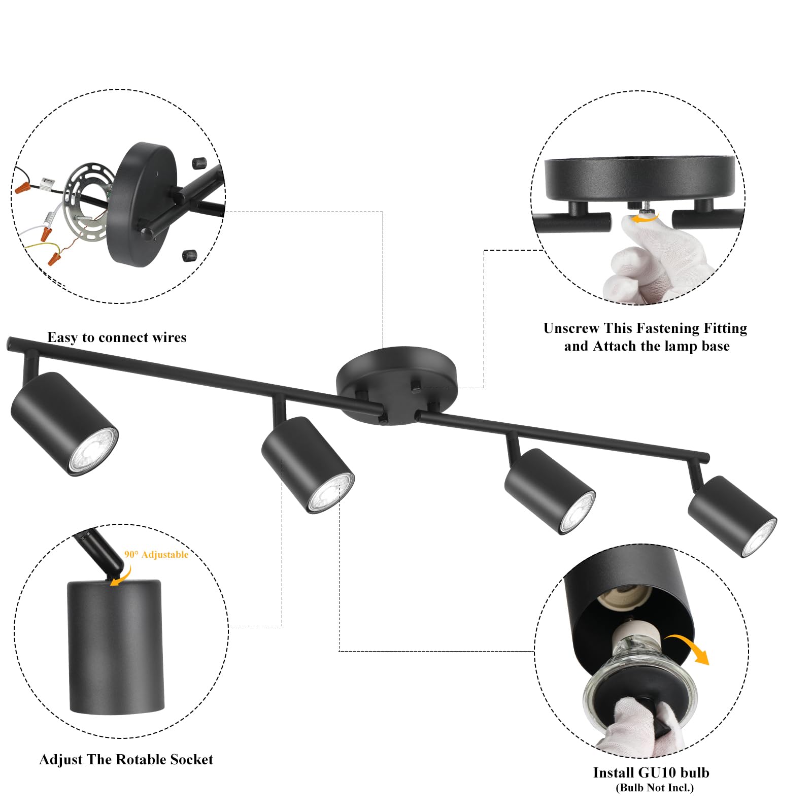BoostArea black finish spotlights provide focused illumination for art displays.
