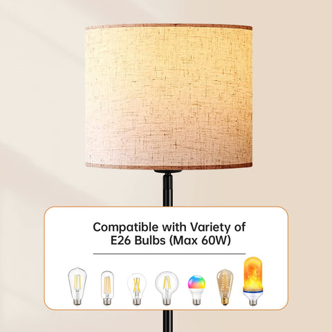 BoostArea black floor lamp in a living room complements contemporary decor.