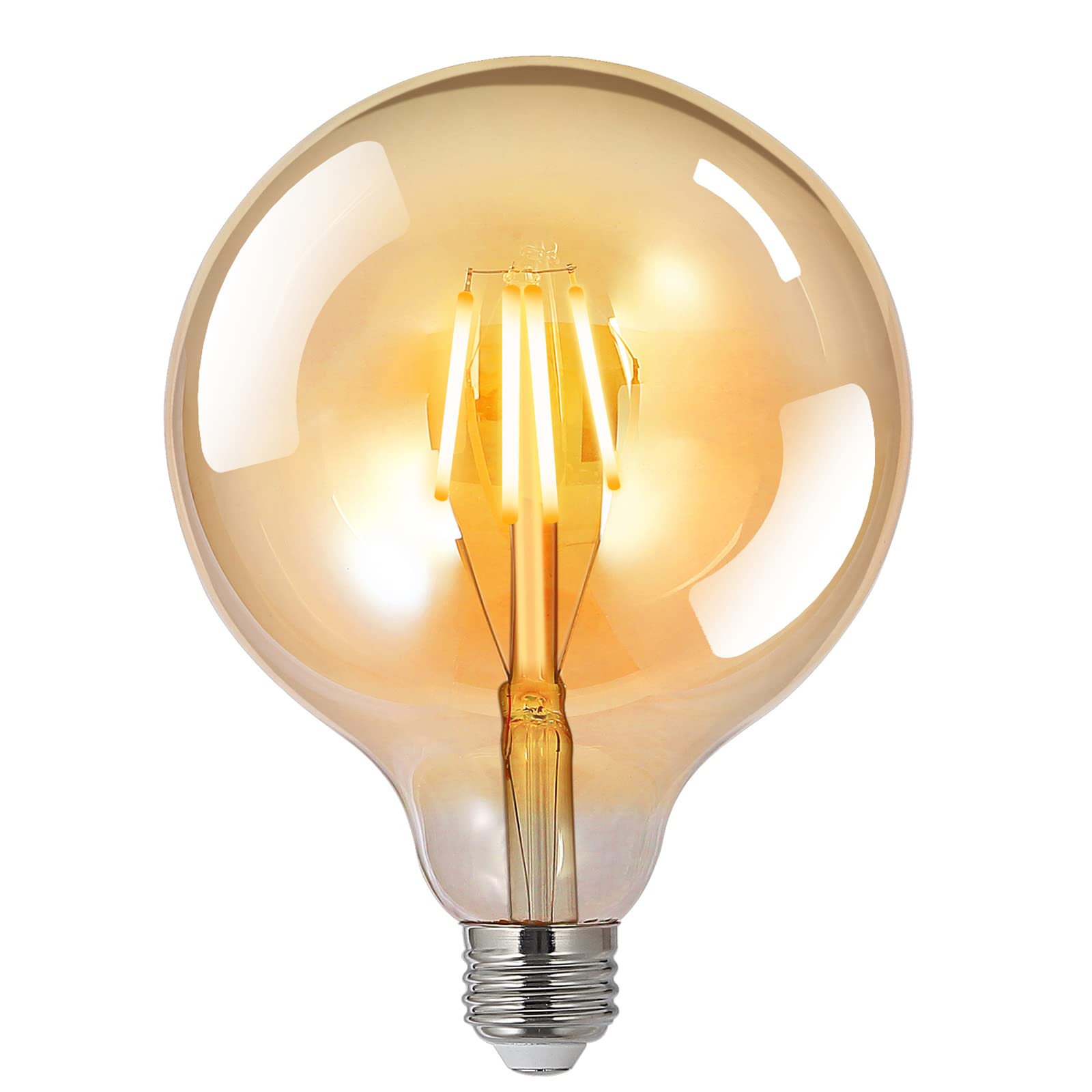 BoostArea G125 amber globe bulb in decorative fixture for warm vintage ambiance.