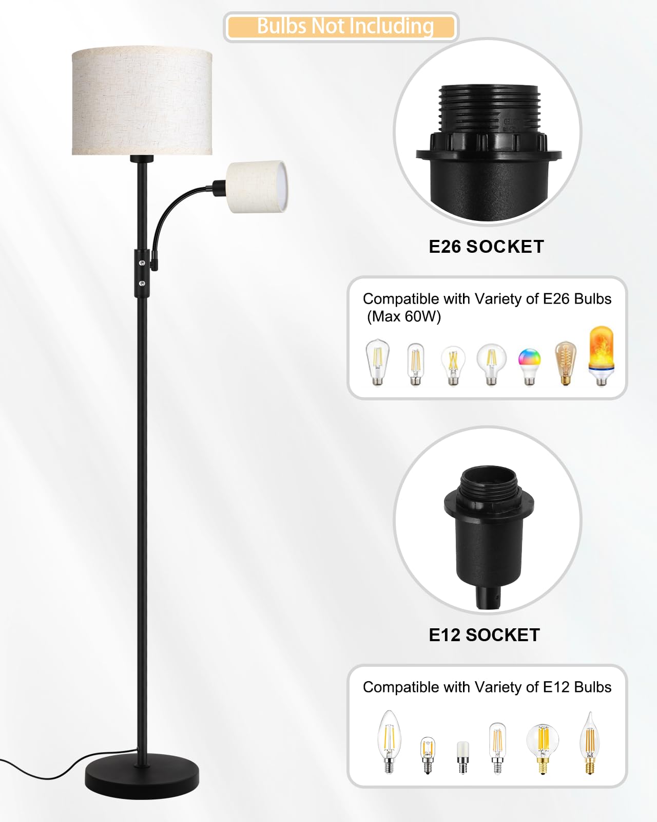 BoostArea easy-assemble lamp with 6ft cord fits beside couches or desks