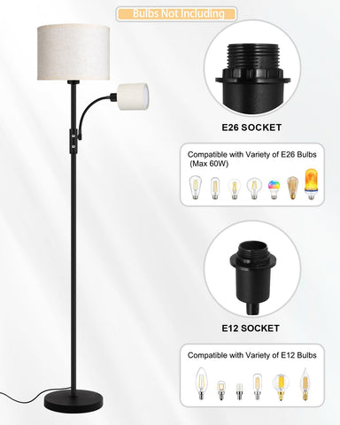 BoostArea easy-assemble lamp with 6ft cord fits beside couches or desks