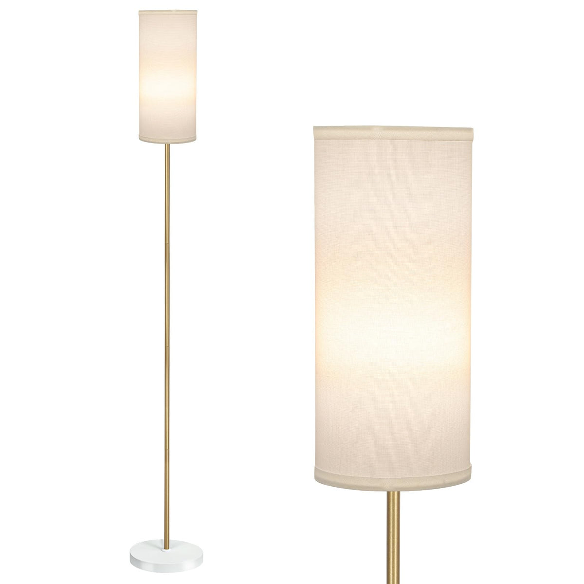 BoostArea floor lamp base and white shade illuminate living spaces with modern elegance and reading comfort.